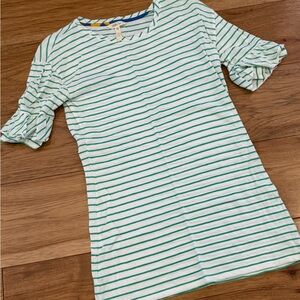 Matilda Jane White and Green Striped Short Sleeve Top